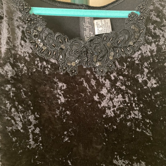 All That‎ Jazz Dark Black Crushed Velvet Long Sleeve Dress Size M - Picture 2 of 3
